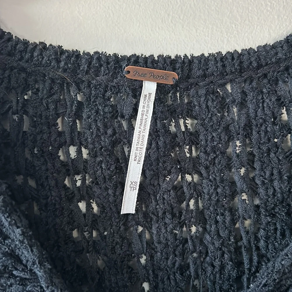 Free People Best of You V-Neck Cotton Sweater‎ Black Size XS